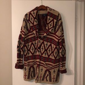 Adobe tan and red thick winter sweater